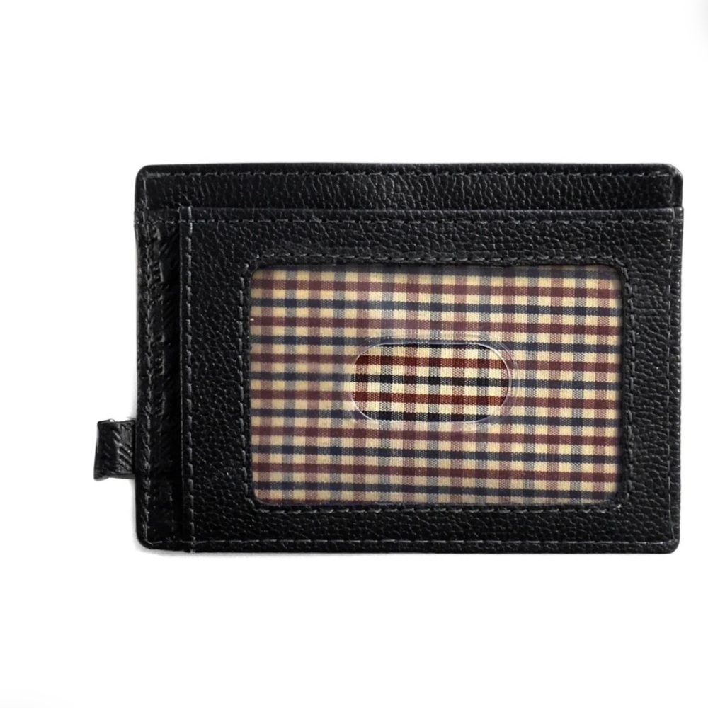 Boconi Black Leather GARTH LEATHER ID CARD CASE Card Holder